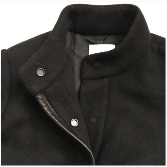 VINCE BLACK WOOL COAT WITH LAMB LEATHER TRIM.  SIZE 8/FITS SIZE 12 - Picture 12 of 13